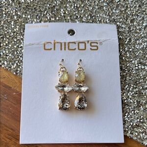 Chico's Gold and Silver Crystal Earrings